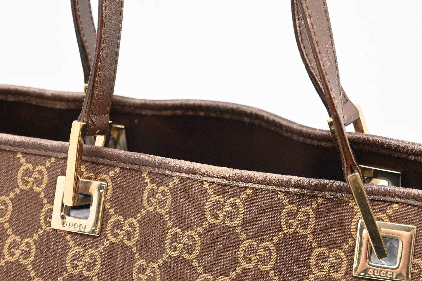 Gucci Tote in GG Brown and Yellow Canvas