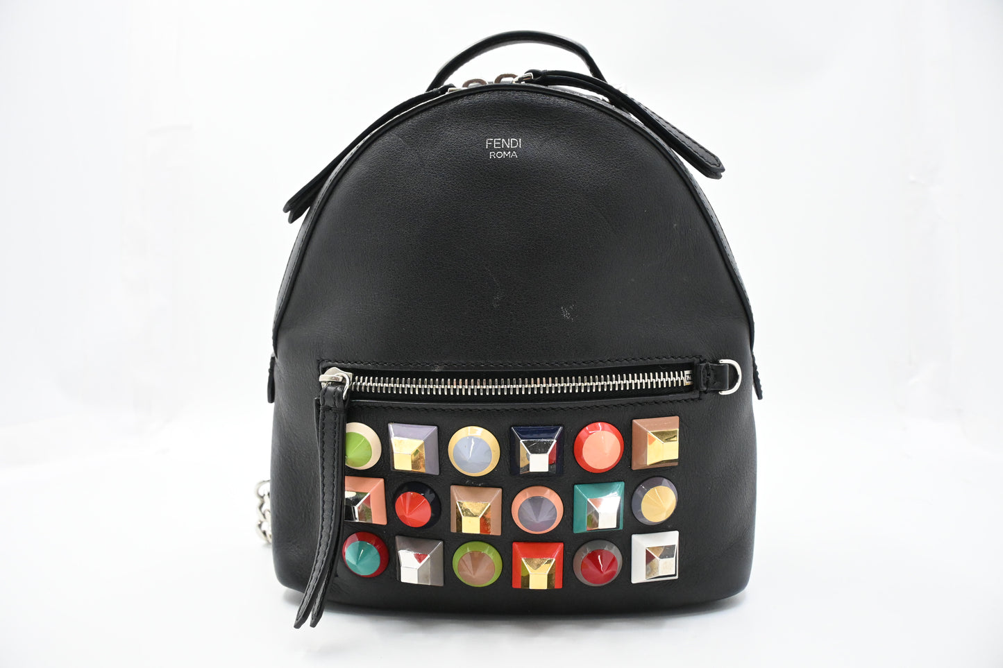 Fendi By The Way Studded Backpack in Black Leather