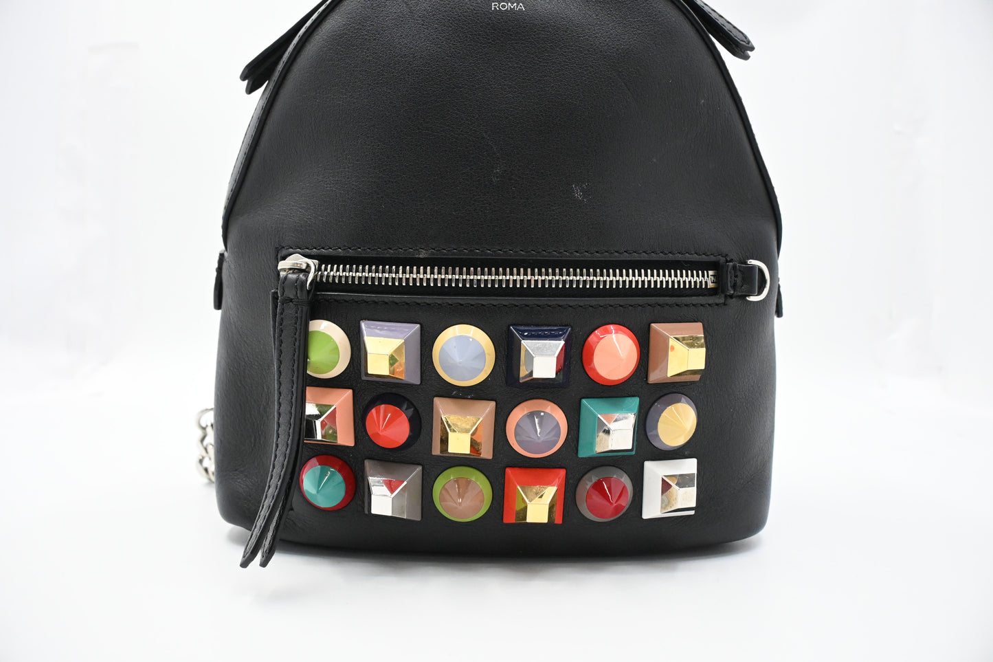 Fendi By The Way Studded Backpack in Black Leather
