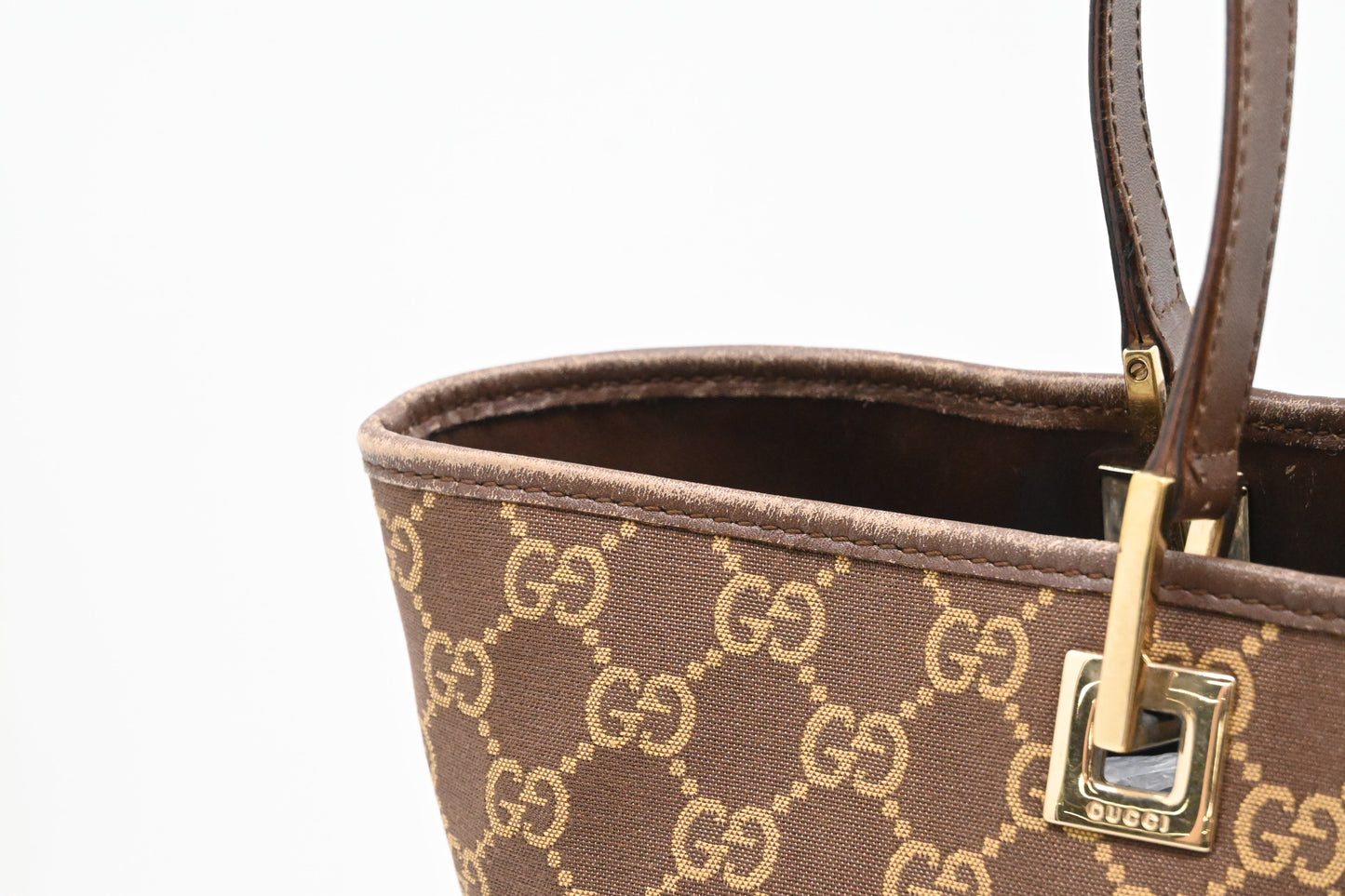 Gucci Tote in GG Brown and Yellow Canvas