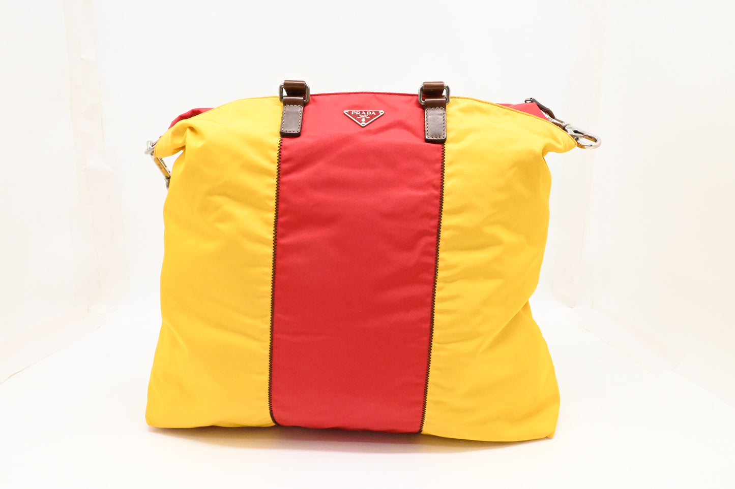 Prada 2way Robot Tote in Red and Yellow Nylon Canvas