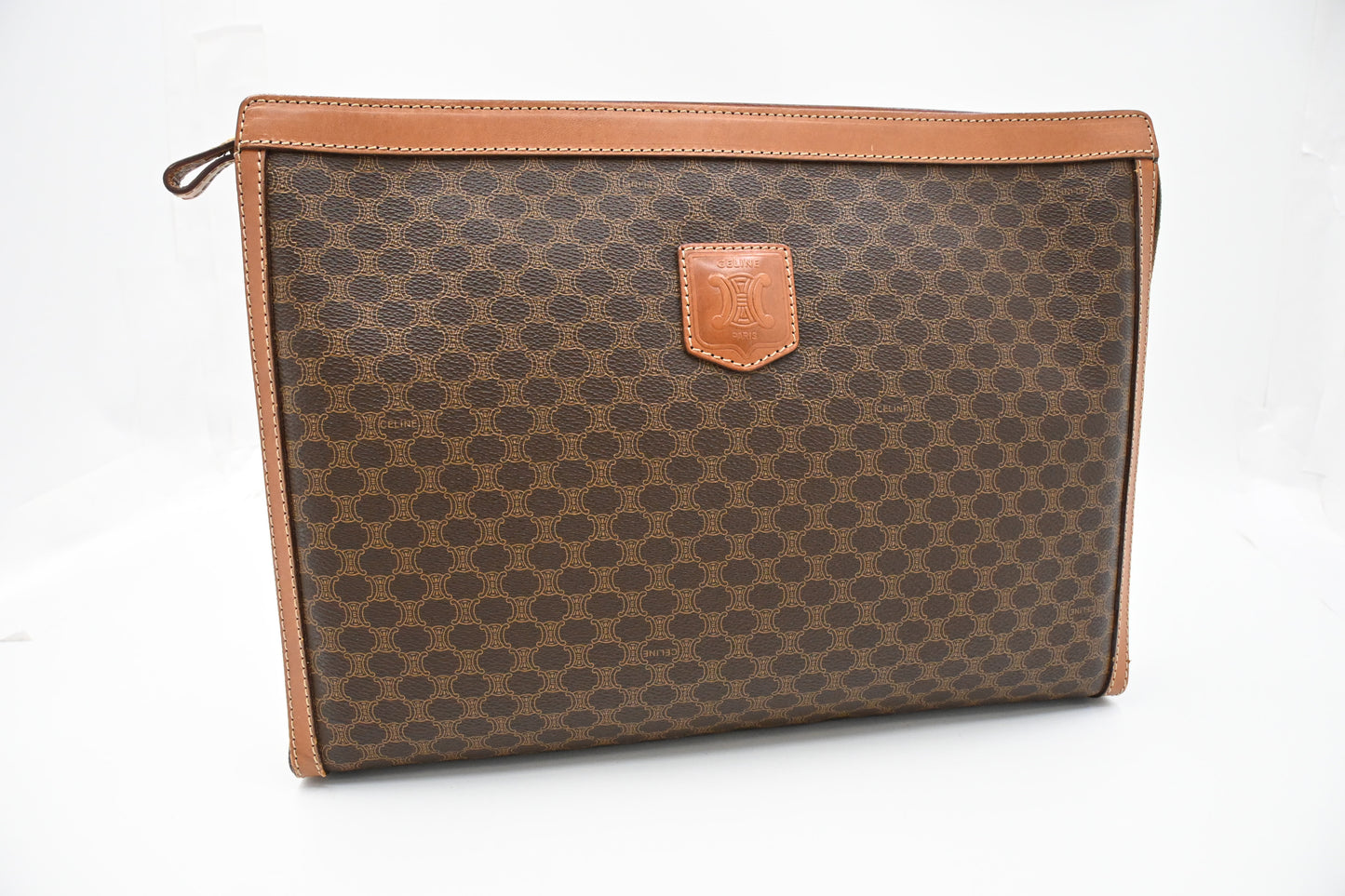 Celine Large Pouch in Brown Macadam Canvas