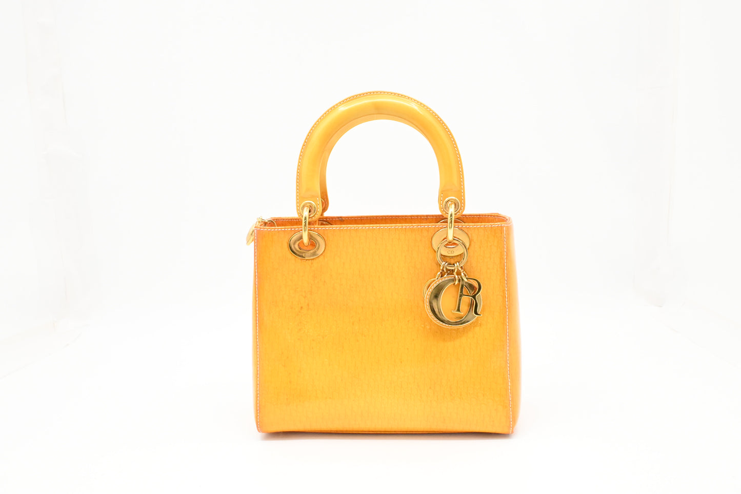 Dior Small Lady Dior in Yellow Patent Leather