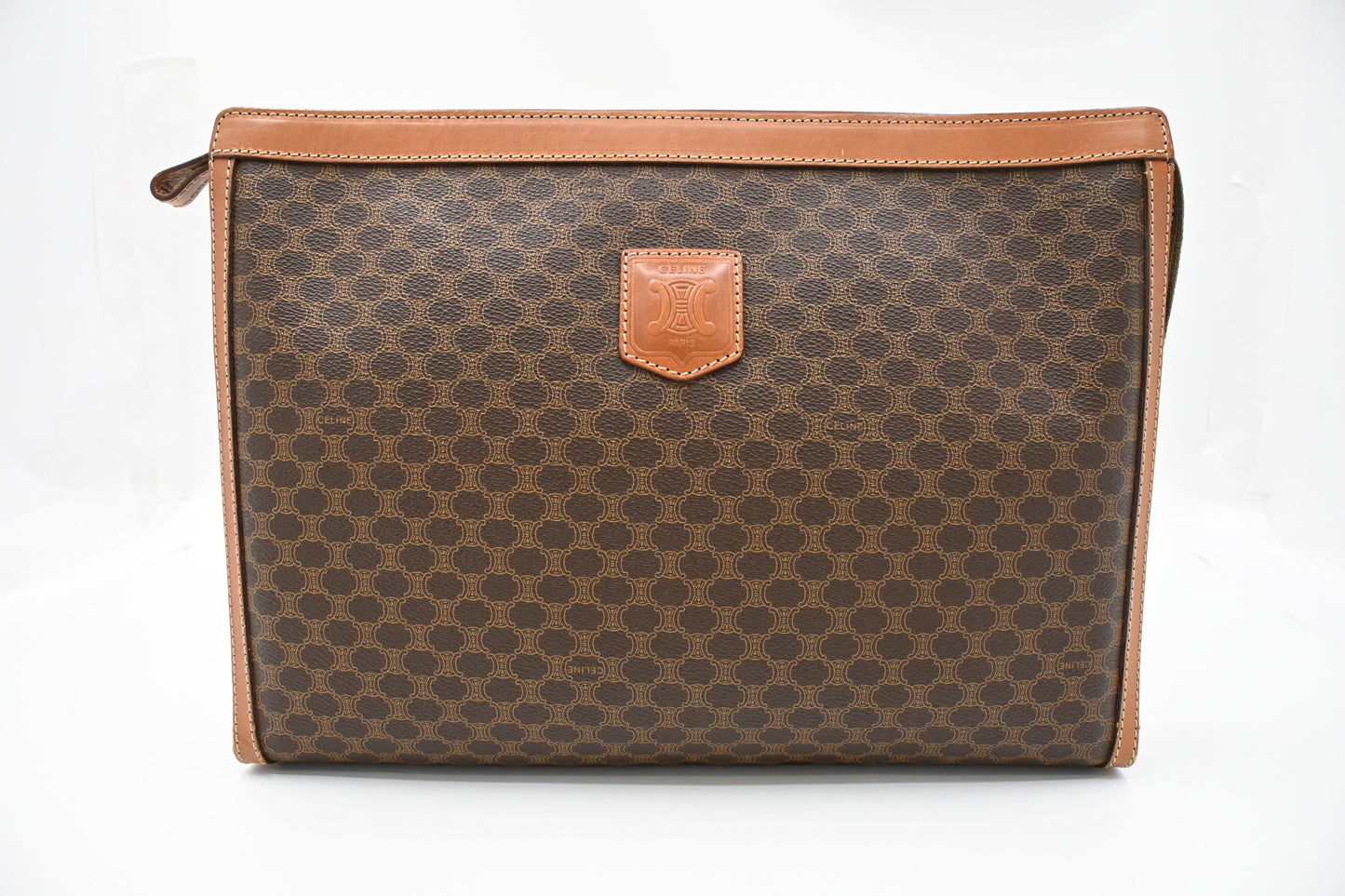 Celine Pouch in Brown Macadam Canvas