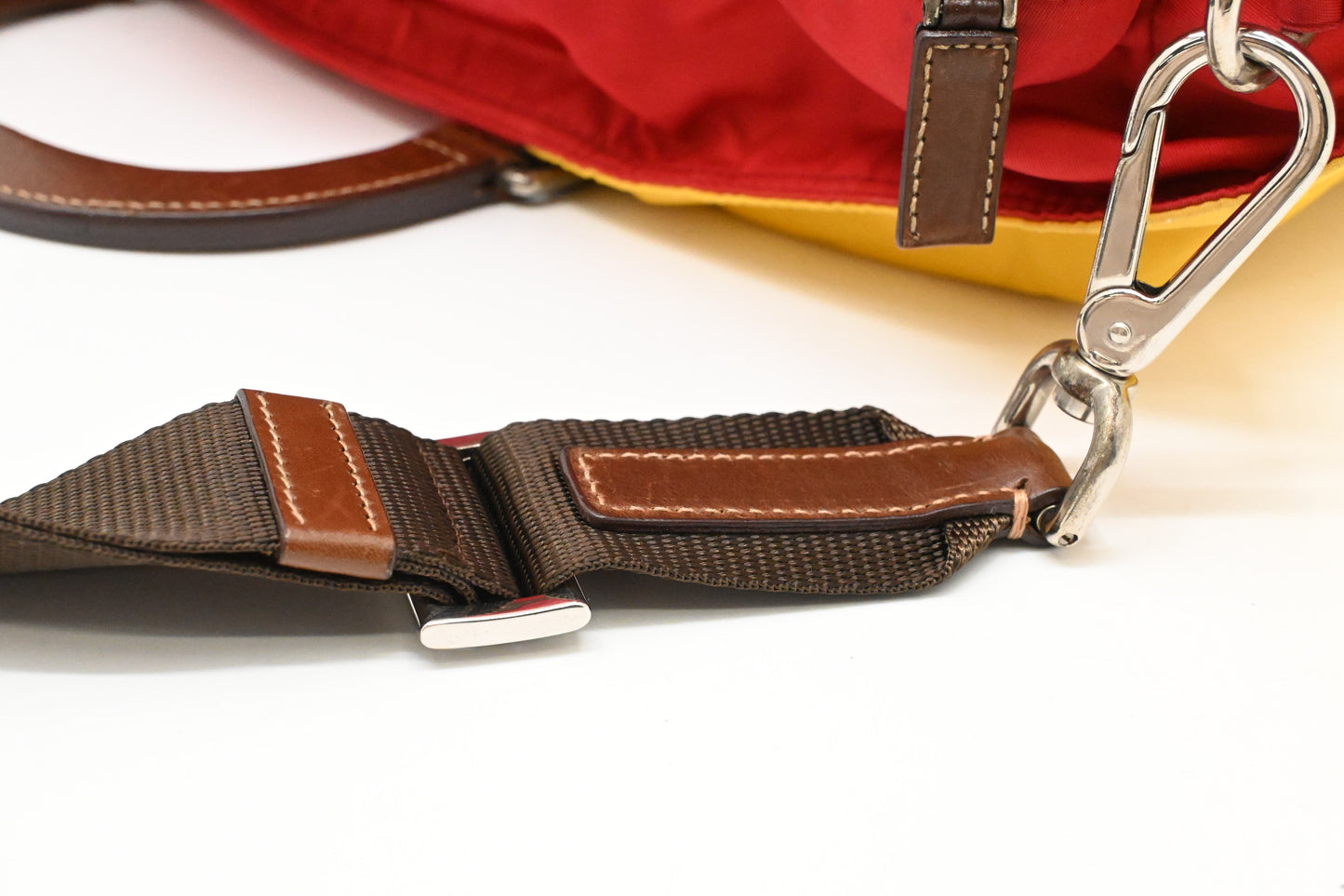 Prada 2way Robot Tote in Red and Yellow Nylon Canvas