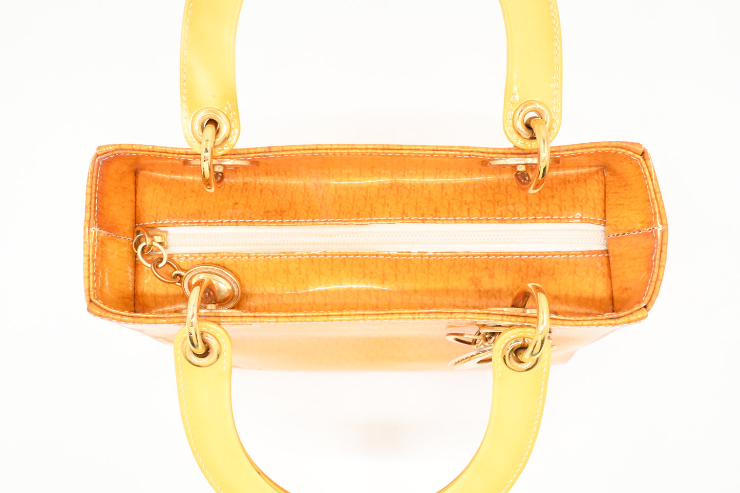 Dior Small Lady Dior in Yellow Patent Leather