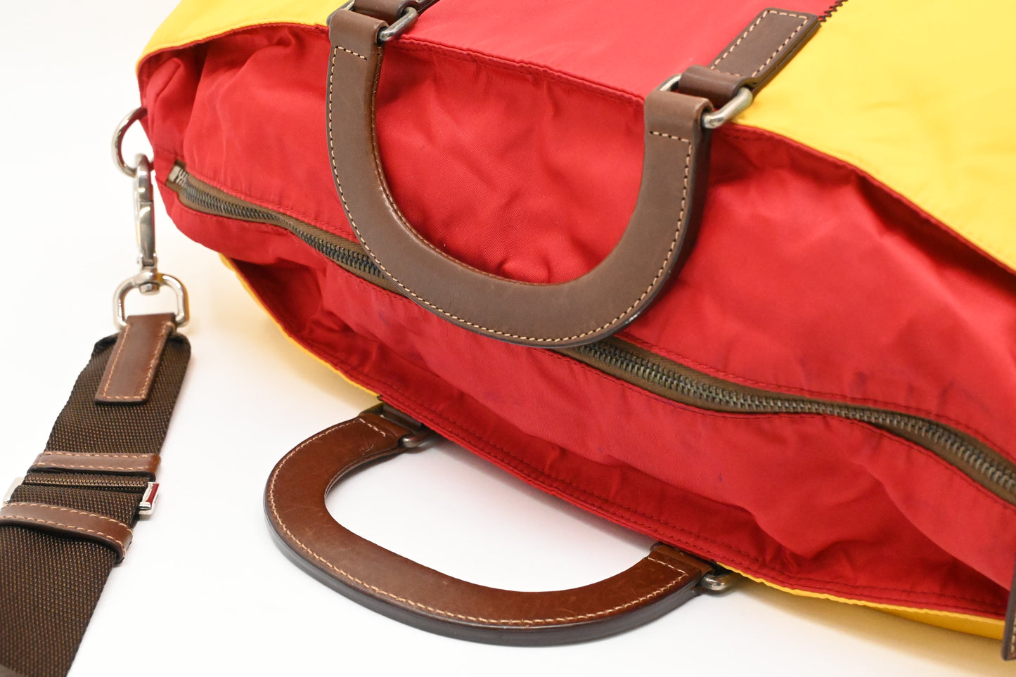 Prada 2way Robot Tote in Red and Yellow Nylon Canvas