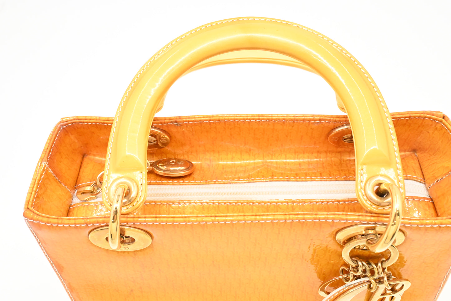 Dior Small Lady Dior in Yellow Patent Leather