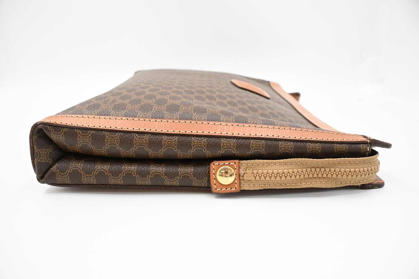 Celine Large Pouch in Brown Macadam Canvas