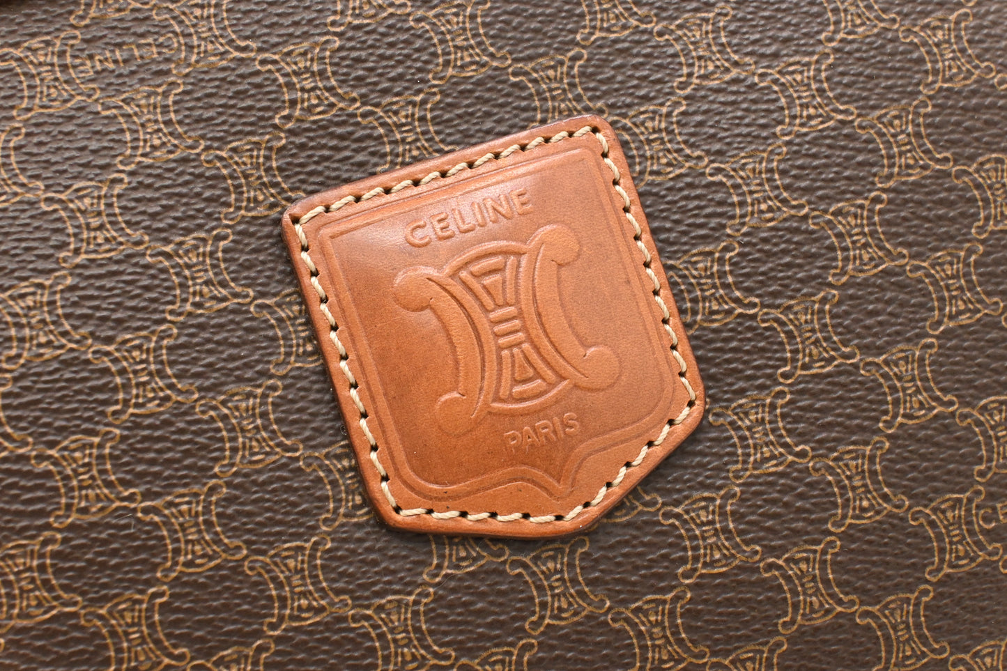 Celine Large Pouch in Brown Macadam Canvas