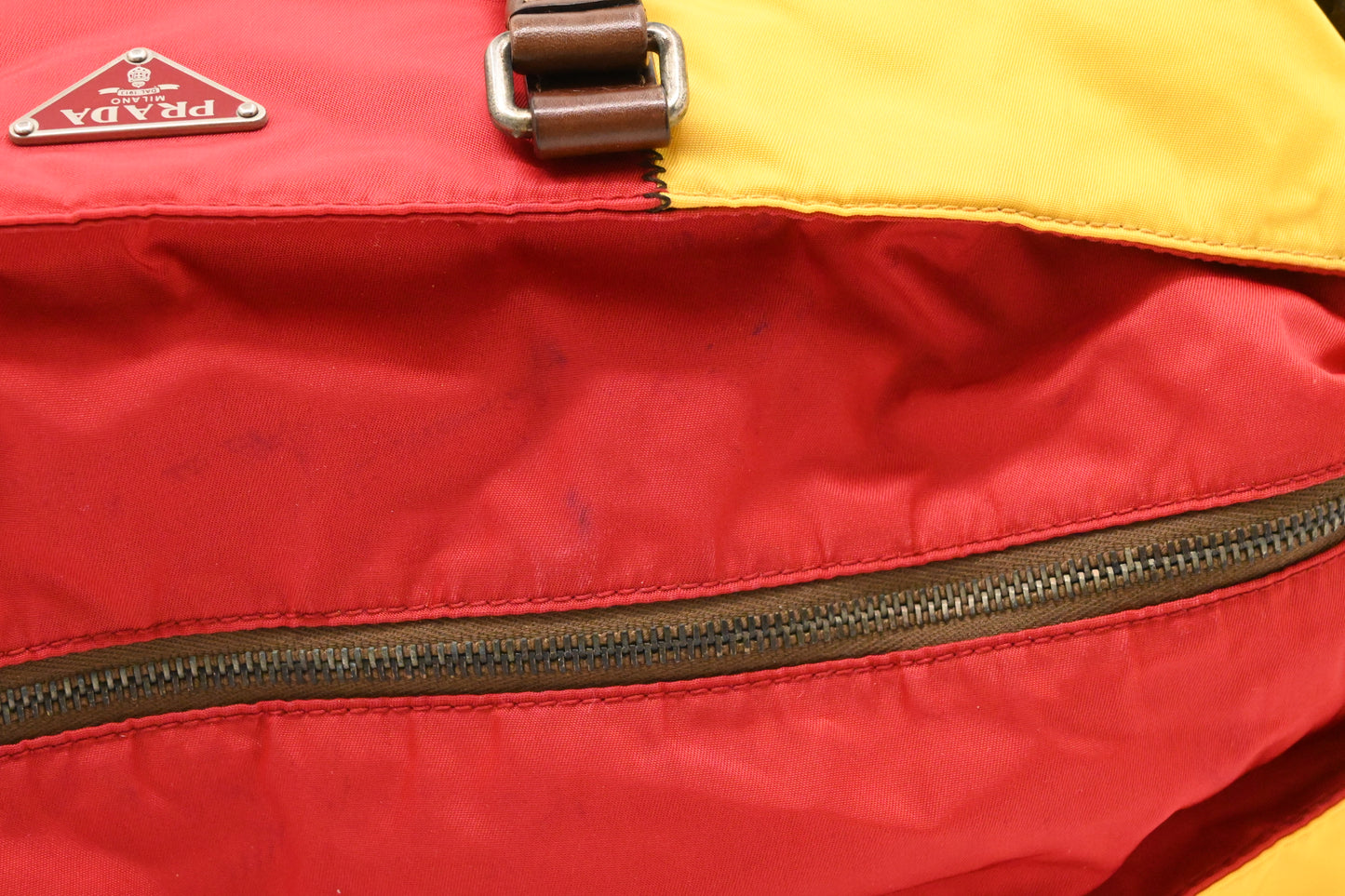 Prada 2way Robot Tote in Red and Yellow Nylon Canvas