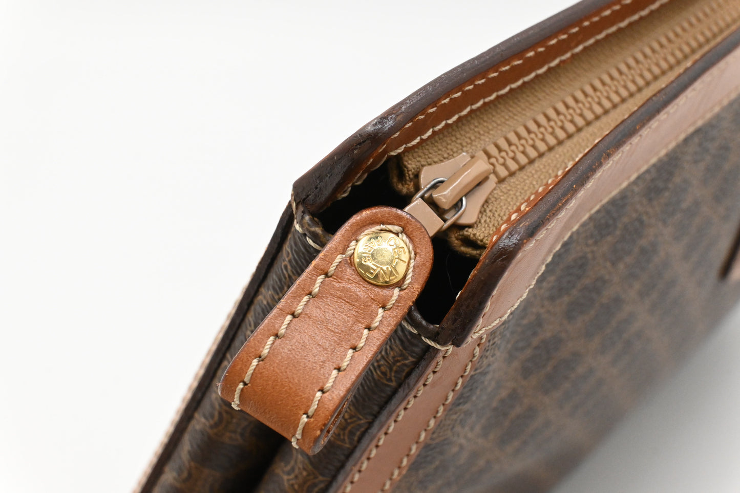 Celine Large Pouch in Brown Macadam Canvas