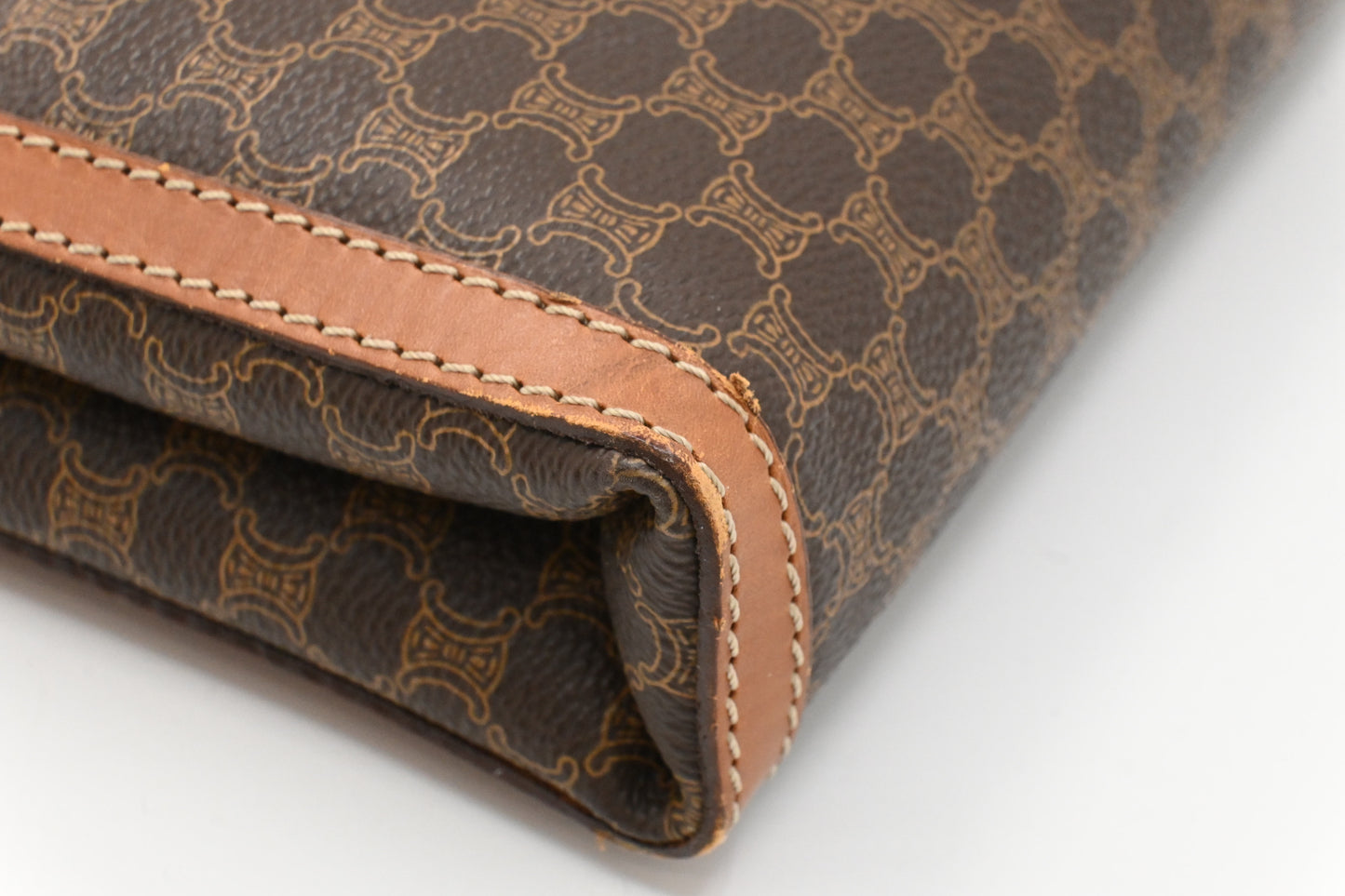 Celine Pouch in Brown Macadam Canvas