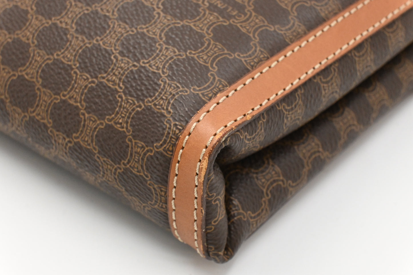 Celine Large Pouch in Brown Macadam Canvas