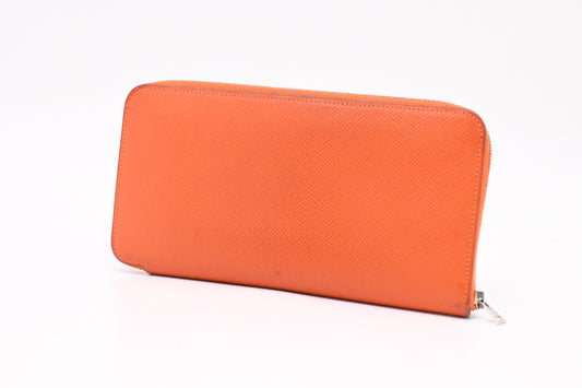 Hermes Azap Silk-in Wallet in Orange Leather