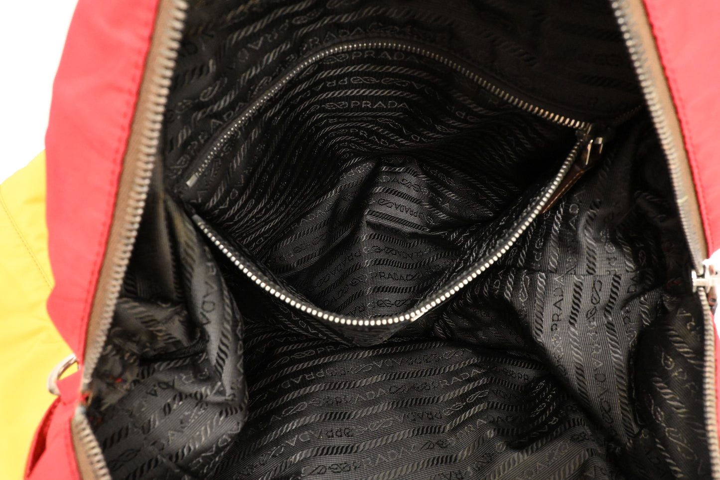 Prada 2way Robot Tote in Red and Yellow Nylon Canvas