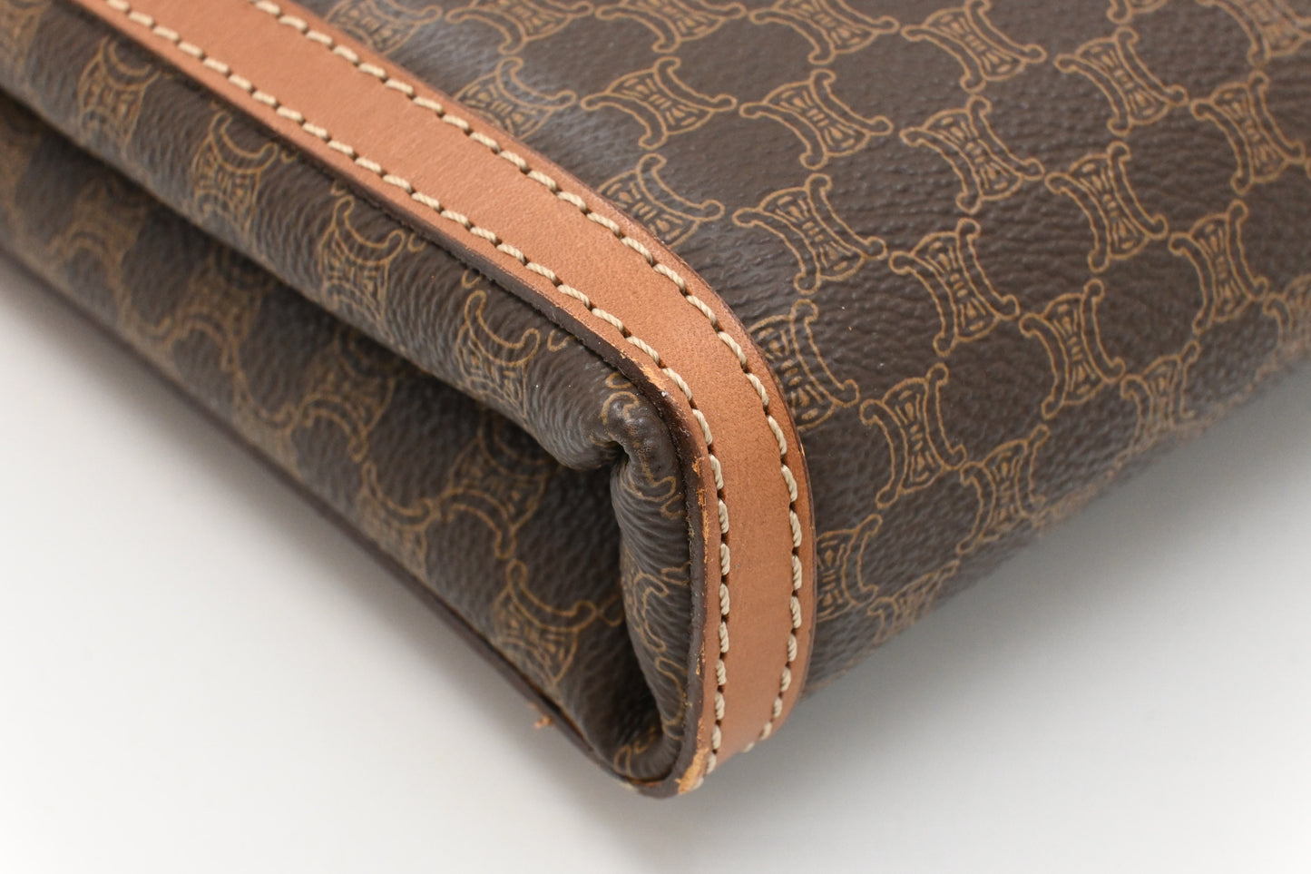 Celine Pouch in Brown Macadam Canvas