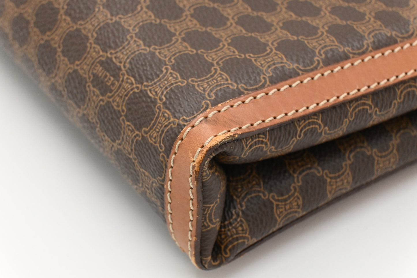 Celine Pouch in Brown Macadam Canvas
