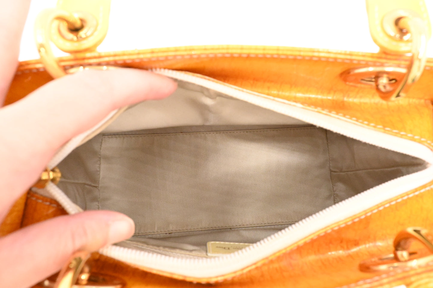 Dior Small Lady Dior in Yellow Patent Leather