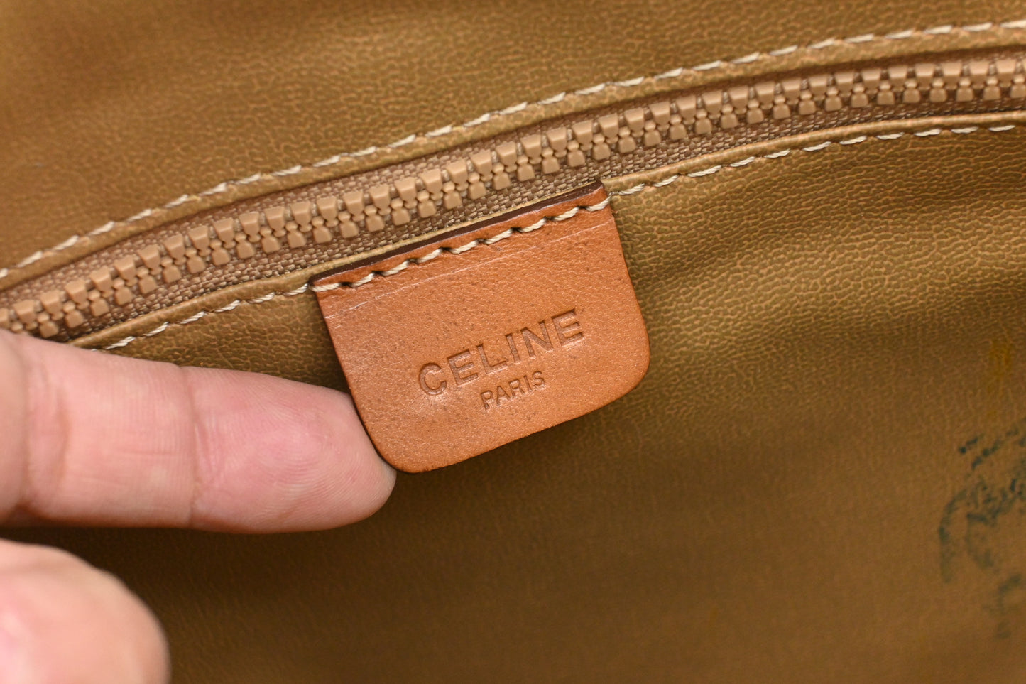 Celine Large Pouch in Brown Macadam Canvas