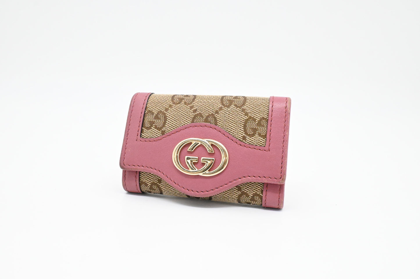 Gucci Key Case in Supreme Canvas and Pink Leather