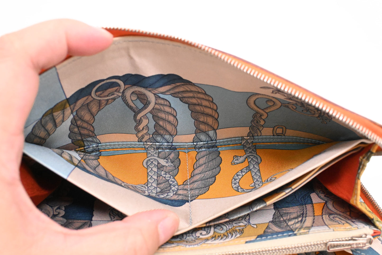 Hermes Azap Silk-in Wallet in Orange Leather
