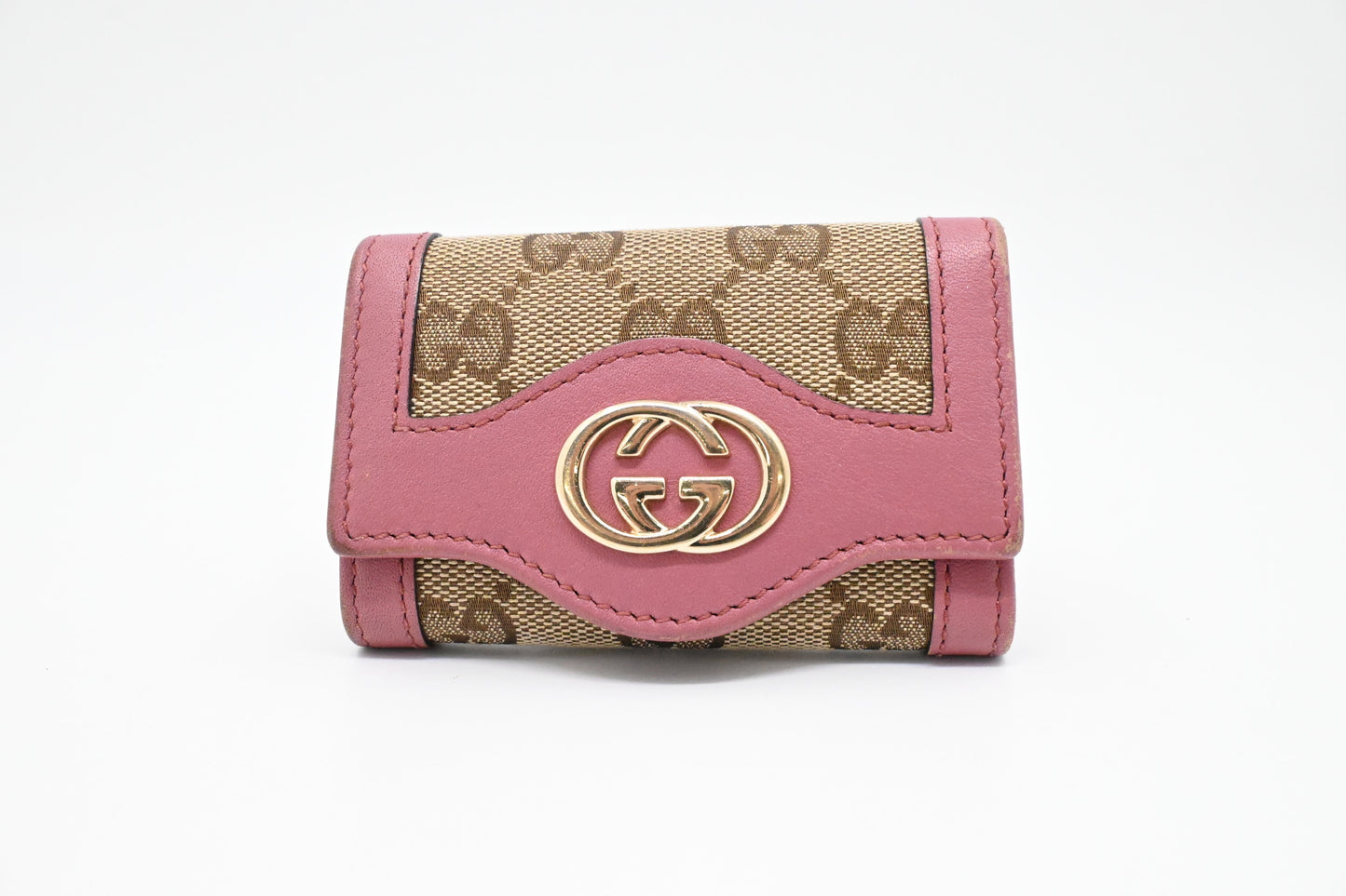 Gucci Key Case in Supreme Canvas and Pink Leather