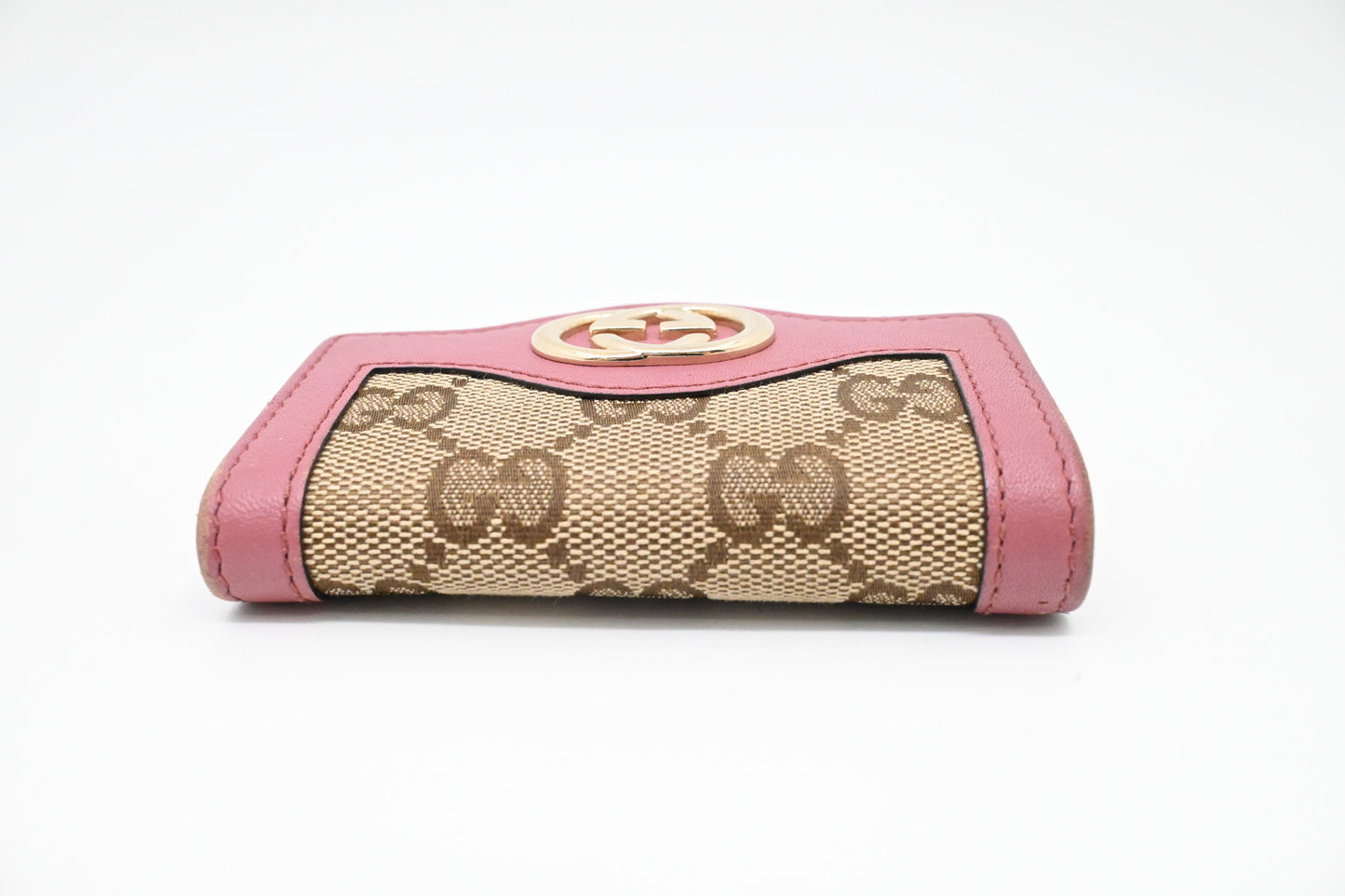 Gucci Key Case in Supreme Canvas and Pink Leather