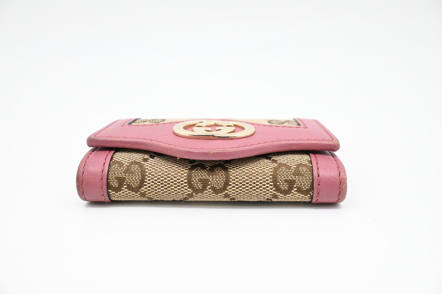 Gucci Key Case in Supreme Canvas and Pink Leather