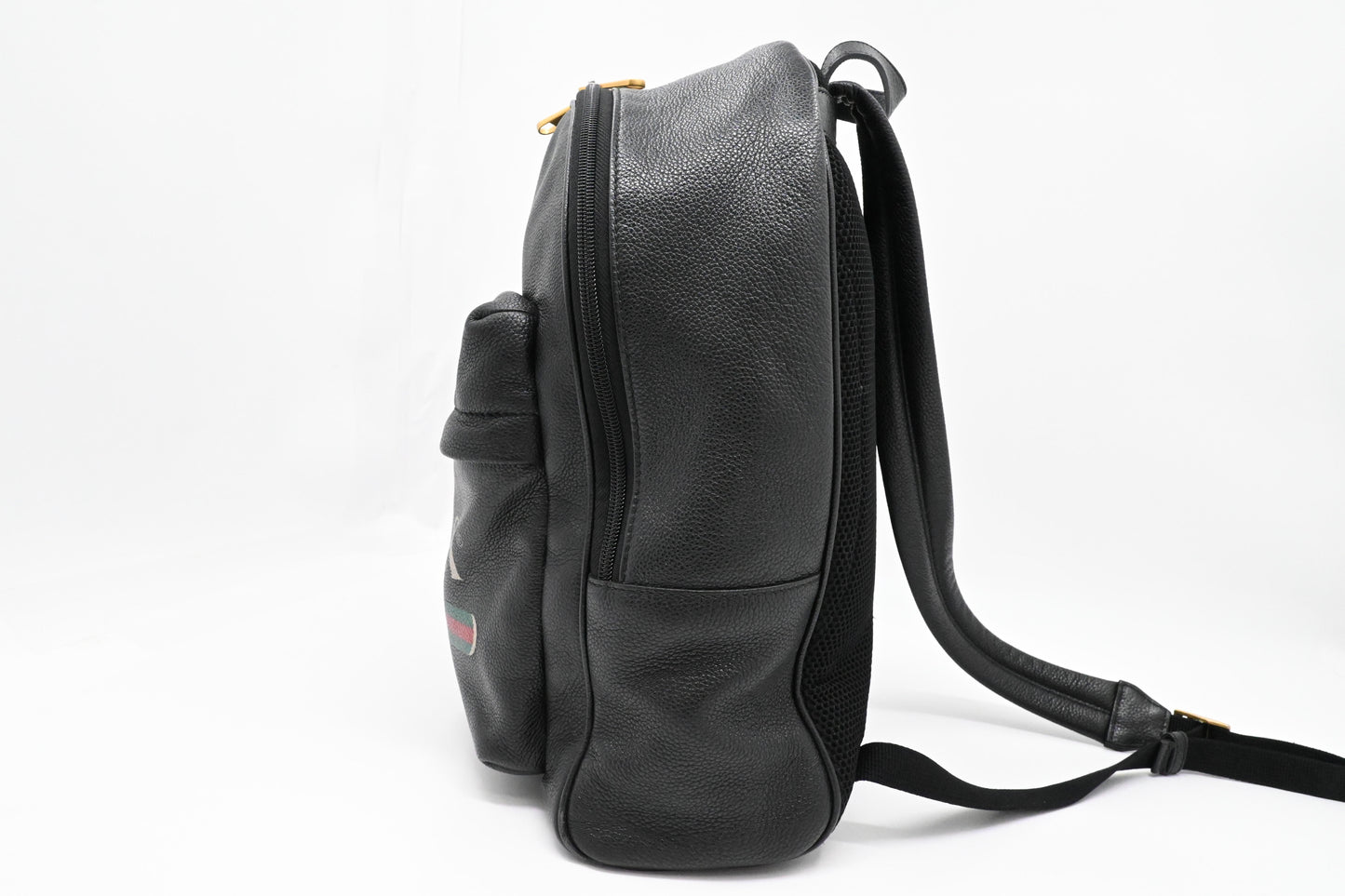 Gucci Logo Print Backpack in Black Leather