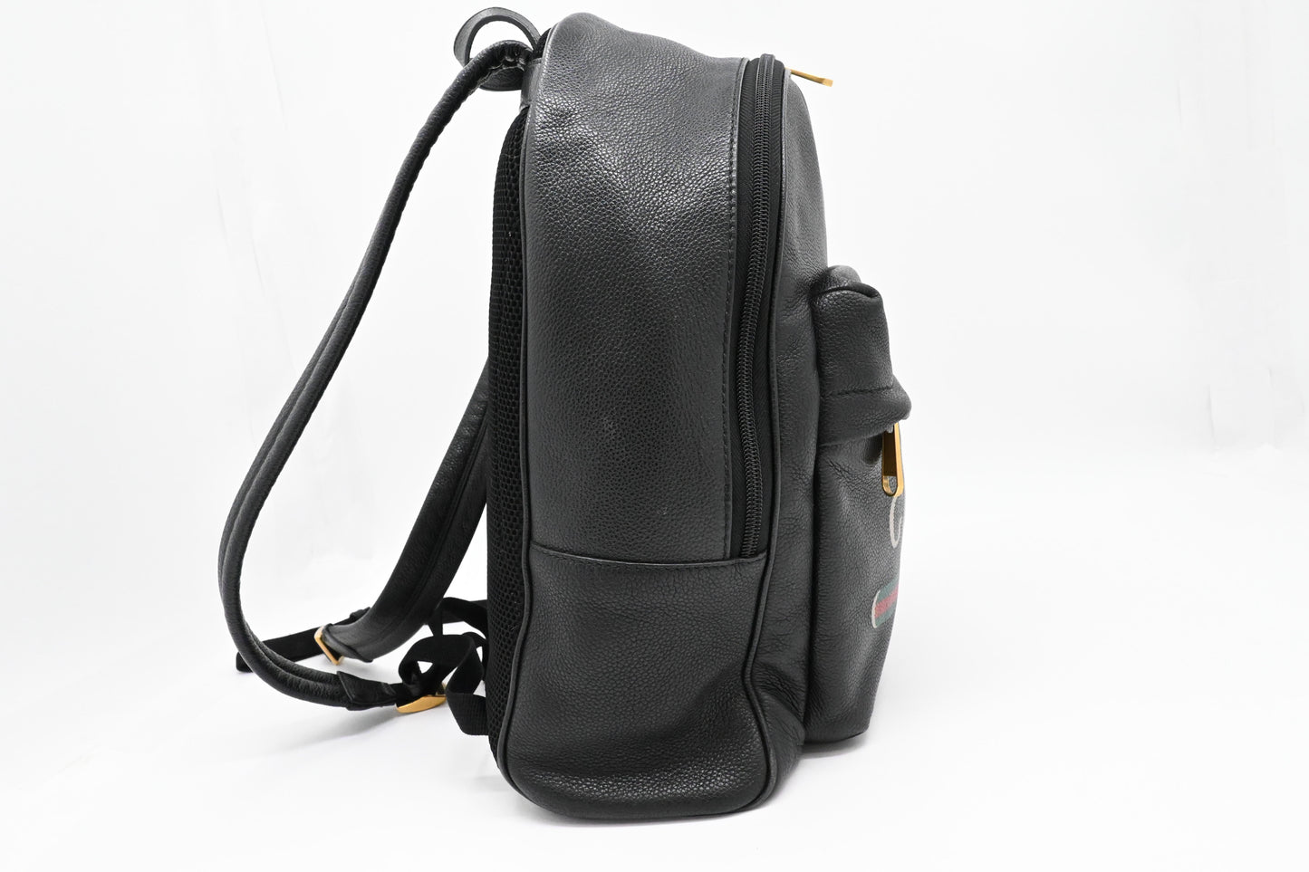 Gucci Logo Print Backpack in Black Leather