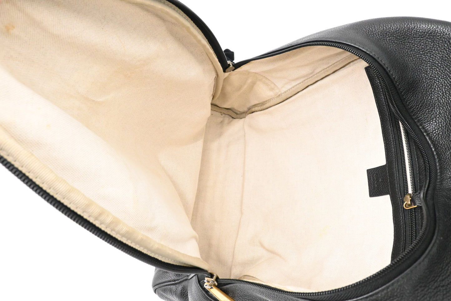 Gucci Logo Print Backpack in Black Leather