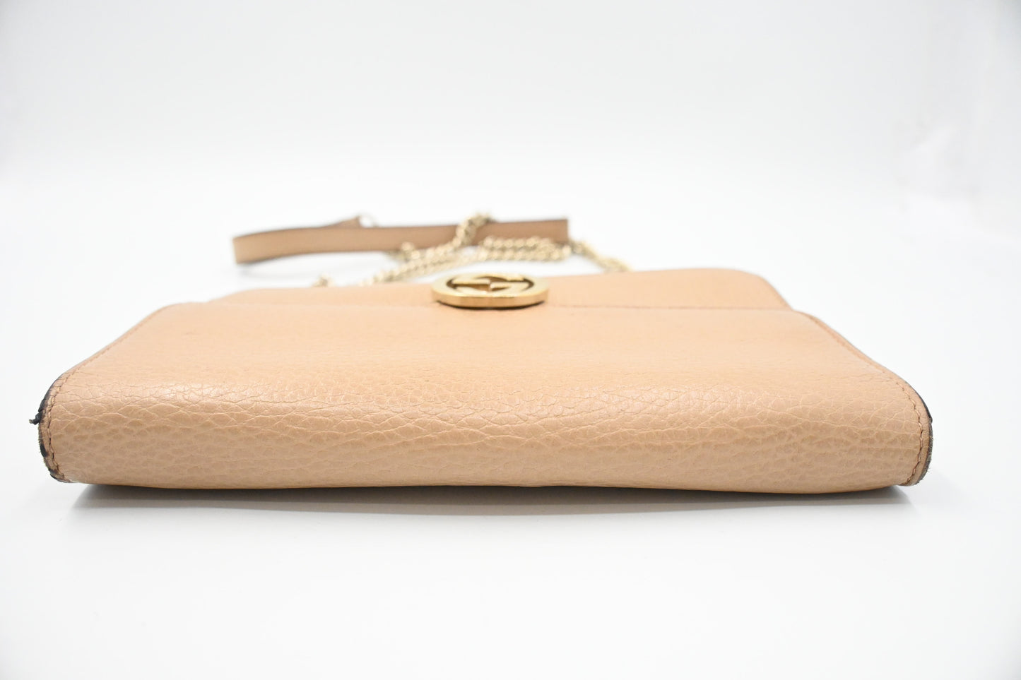 Gucci Interlocking GG Wallet on Chain in Beige Leather