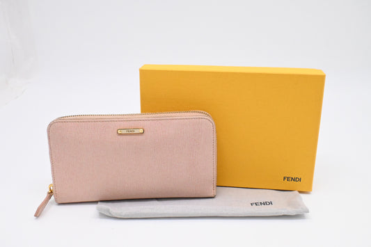 Fendi Zippy Wallet in Pink Leather