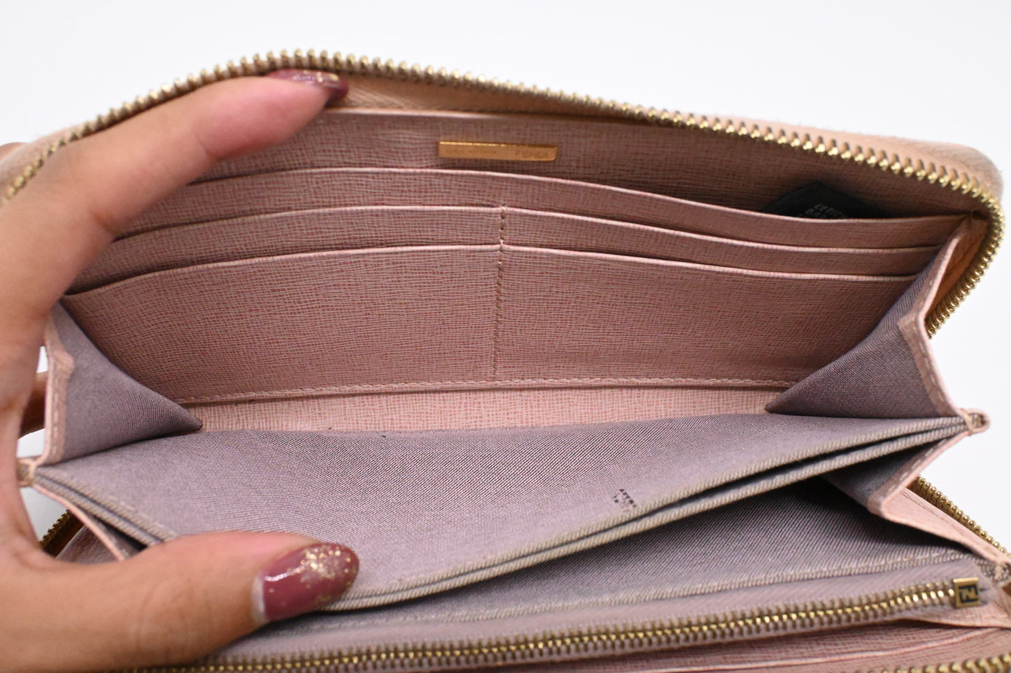 Fendi Zippy Wallet in Pink Leather