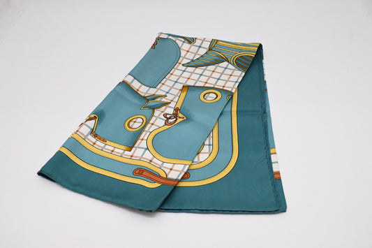 Hermes Carre 90 'Camails' in Turquoise Silk