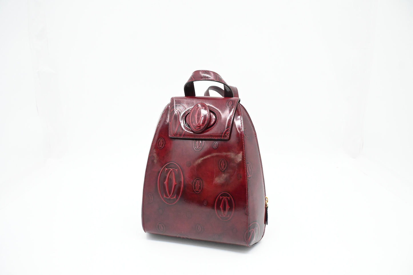 Cartier Happy Birthday Backpack in Burgundy Patent Leather
