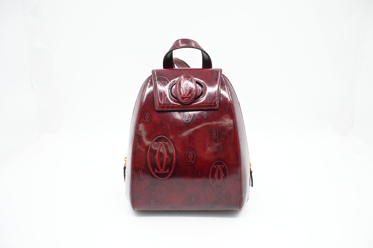Cartier Happy Birthday Backpack in Burgundy Patent Leather