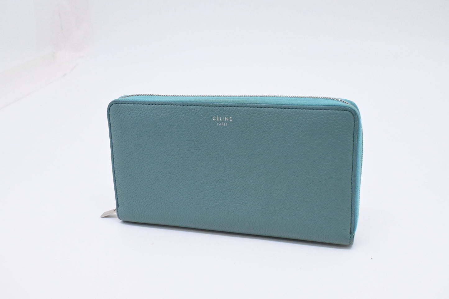 Celine Long Zippy Wallet in Teal Leather