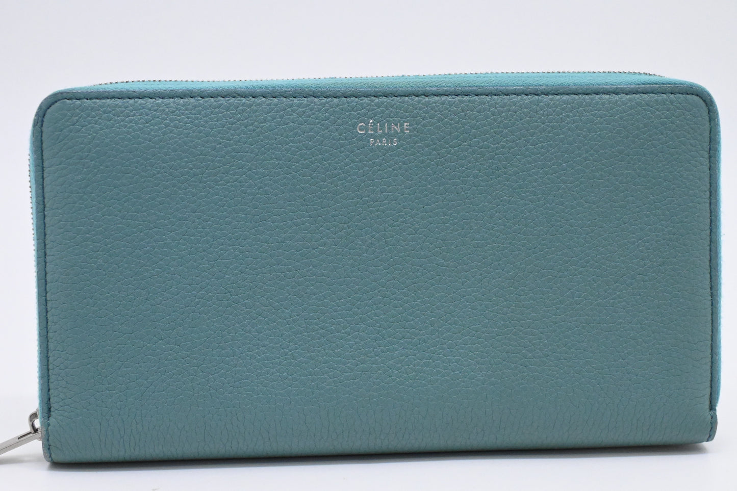 Celine Long Zippy Wallet in Teal Leather