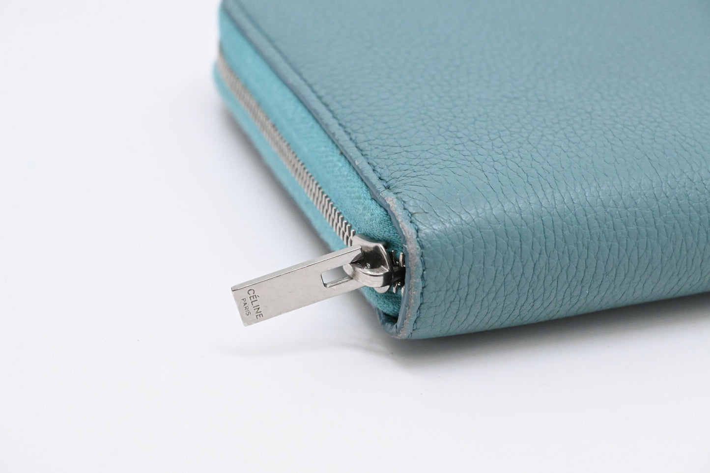 Celine Long Zippy Wallet in Teal Leather