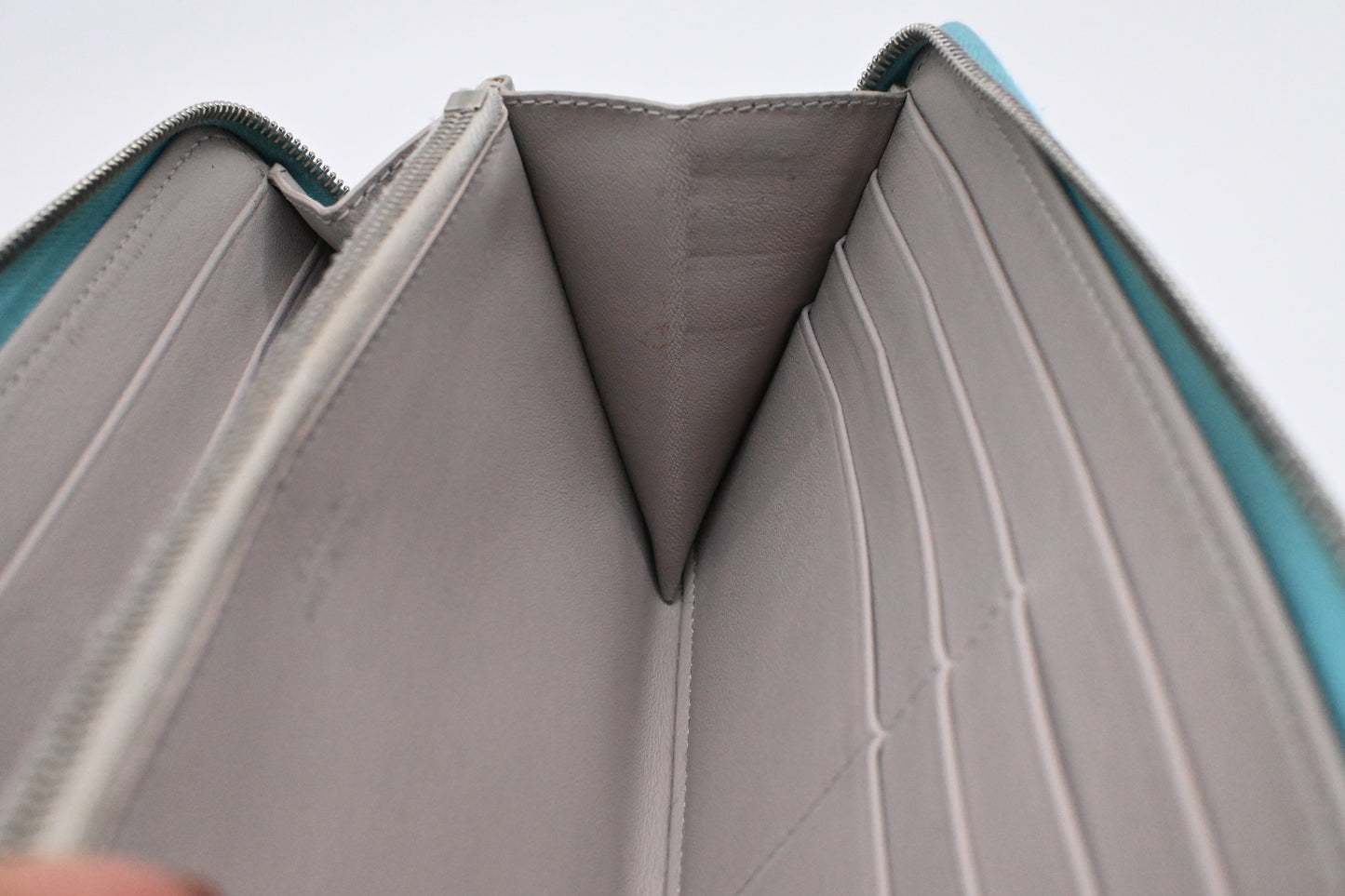 Celine Long Zippy Wallet in Teal Leather