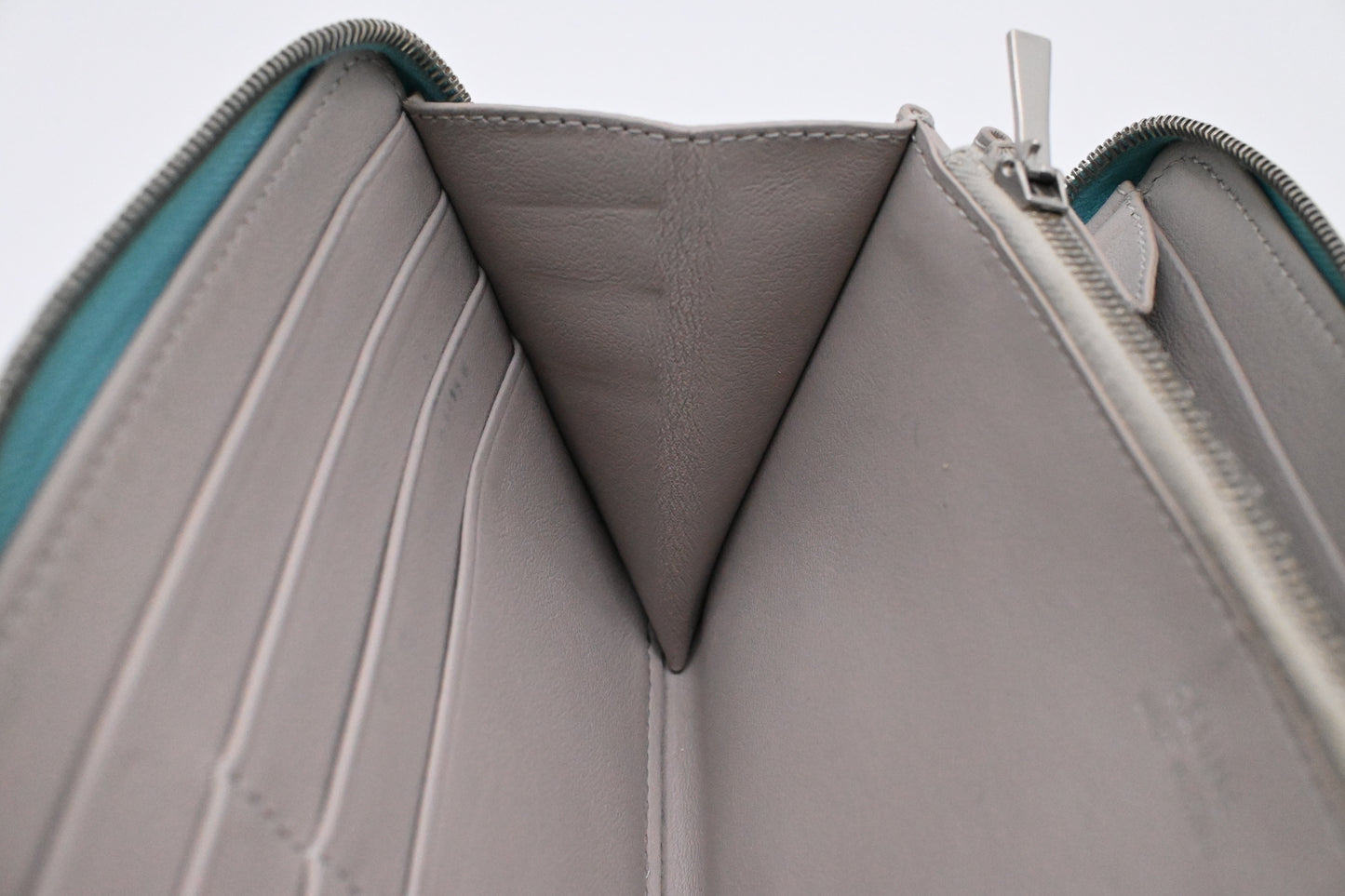 Celine Long Zippy Wallet in Teal Leather