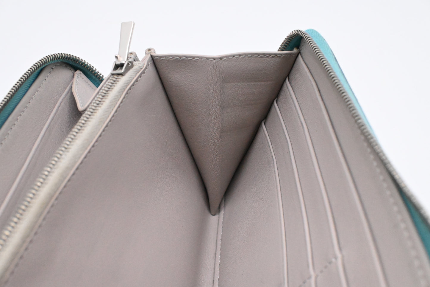 Celine Long Zippy Wallet in Teal Leather