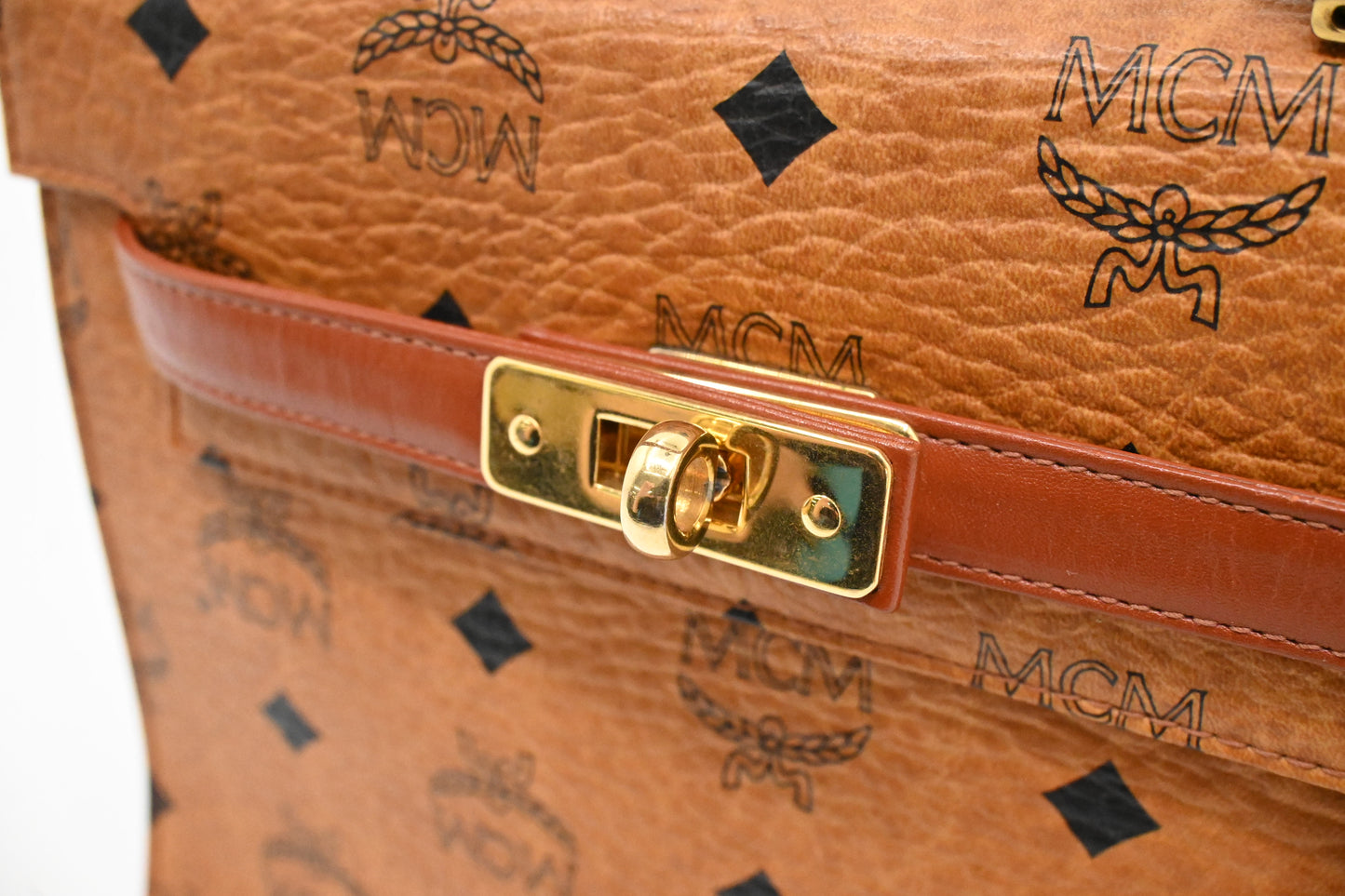 MCM Mini Kelly in Cognac Visetos Canvas