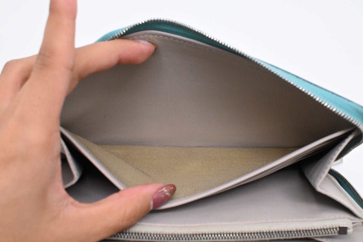 Celine Long Zippy Wallet in Teal Leather