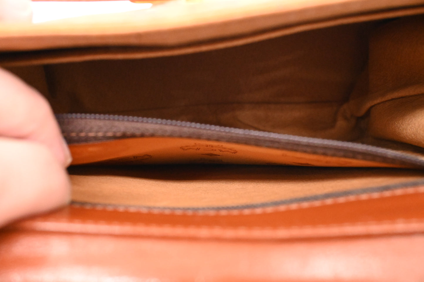 MCM Mini Kelly in Cognac Visetos Canvas