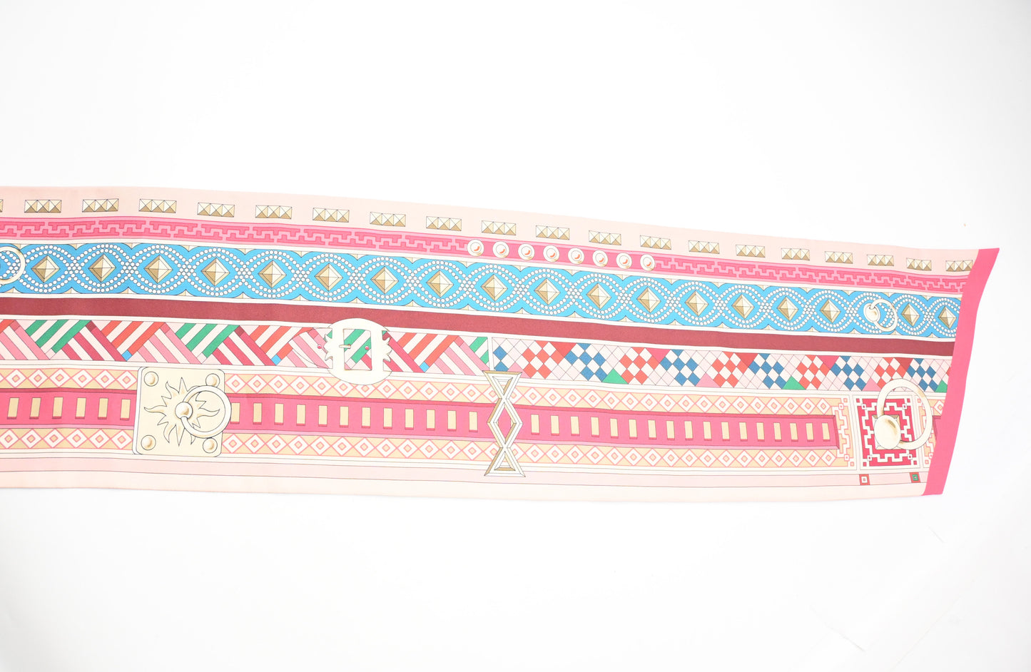 Hermes 'Colliers et Chien' Maxi Twilly in Pink Silk