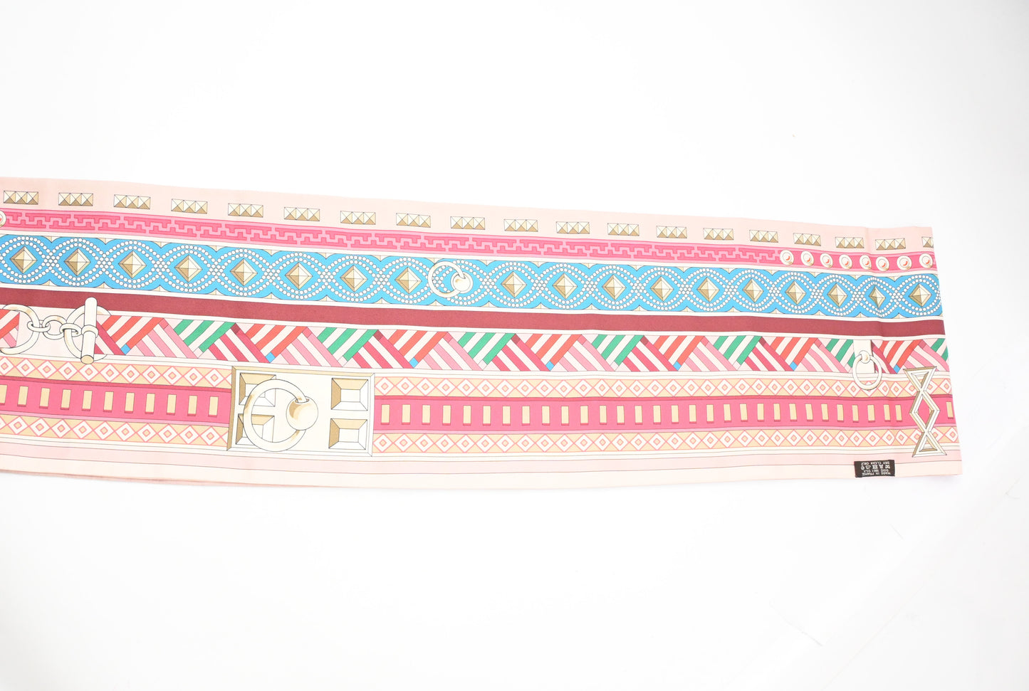 Hermes 'Colliers et Chien' Maxi Twilly in Pink Silk