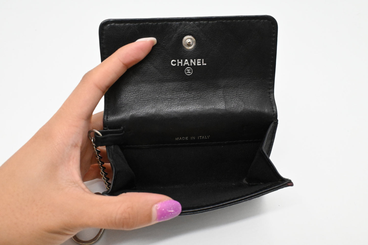Chanel Coin Case in Black Matelasse Leather